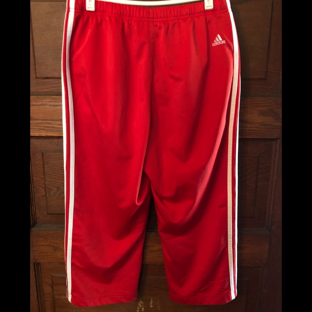 Adidas Red & White Crop Athletic Pant